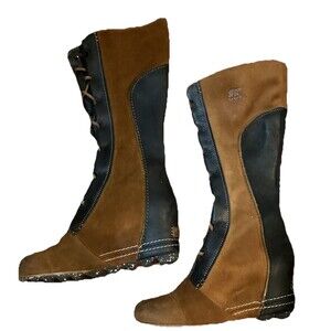 SOREL CATE THE GREAT WEDGE Chestnut Brown Waterproof LACE UP Women's Boots Sz 9